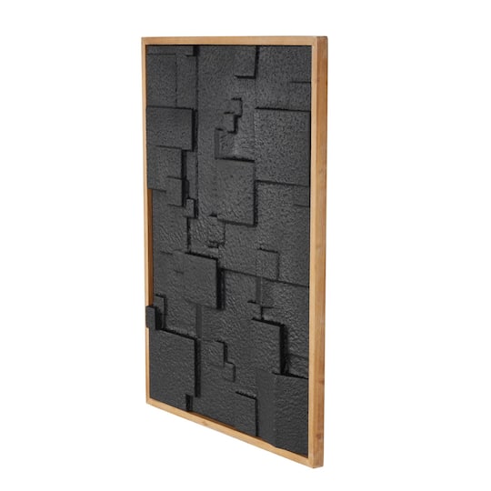 31.5" Black Wood Geometric Dimensional Textured Shapes Home Wall Décor